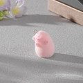 Pink flocked resin pig pendant with silver metal ring for DIY jewelry making - Tilting Head Pig (MR88)