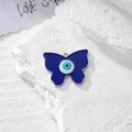 Ciondolo a farfalla con malocchio in smalto blu scuro e lega per gioielli fai-da-te - Forma Farfalla Argento (G Argento)