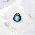 Pendaglio occhio di Allah dorato con smalto blu e verde per creazione gioielli fai da te - Forma a Goccia d'Acqua Sfumata (T)