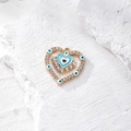 Ciondolo a cuore con cristalli e occhio blu per gioielli fai da te su pietra - Cuore Occhio Celeste Oro (O Oro Celeste_AN18)
