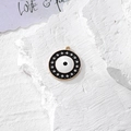 Ciondolo malocchio dorato con strass trasparenti su base minerale bianca - Stile Smalto Nero Strass Oro (G)