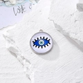 Ciondolo malocchio blu con bordo argento e ciglia per creazione gioielli fai-da-te - Stile Bulbo Oculare a Smalto (H)