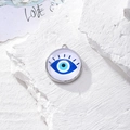 Ciondolo occhio turco blu con bordo argento per creazione gioielli fai da te - Stile Resina Lucida (I)