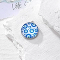 Ciondolo occhio greco blu e bianco con cornice in metallo argentato per gioielli fai-da-te - Stile Occhio Blu Profondo (J)