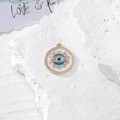 Ciondolo Evil Eye azzurro in lega con strass scintillanti e bordo dorato per gioielli DIY - Stile Smalto Celeste Bianco (K)