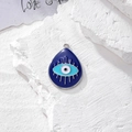 Ciondolo occhio greco blu a goccia con smalto e ciglia in metallo per gioielli fai da te - Goccia Ciglia Argento (L Argento)