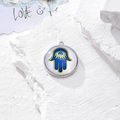 Ciondolo tondo Mano di Fatima e Malocchio in argento per creazione gioielli fai da te - Stile Fascino Esotico (N)