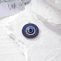 Ciondolo tondo malocchio in smalto blu scuro con strass e bordi in lega dorata - Strass Tondo Blu (P)