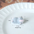 Cute grey flocked hippo animal pendant with pink ears for DIY jewelry and keychains - A Hands on Head