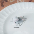 Macro detail of a grey flocked resin hippo pendant with precise 3.2cm x 2cm size measurements - B One Hand on Head