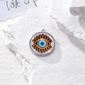 Ciondolo malocchio arancione con bordo argento per collane e gioielli fai da te - Stile Radiante Bohemien (T)