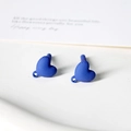 Close-up of matte royal blue heart earrings with hanging loop for DIY jewelry making - Dark Blue Heart Style (AC13)