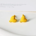 Macro shot of yellow matte heart-shaped charms with stitch texture and hanging loops - Yellow Heart Style (AC13)