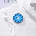 Ciondolo mandala Evil Eye blu in vetro con cornice in metallo per gioielli fai da te - Stile Trama Mandala (W)