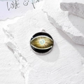 Ciondolo malocchio in vetro retrò con bordo argentato per la creazione di gioielli DIY - Stile Radiante Oro Nero (Y)