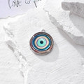Pendente occhio del diavolo rotondo multicolore con cornice argento su pietra - Stile Multicolore a Strati (Z)