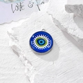 Ciondolo tondo occhio turco blu con cornice d'argento per creazione gioielli fai da te - Stile Decorazione Ingranaggio (1)