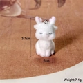 Pink flocked deer animal pendant with white plush fur for DIY jewelry making and crafts - Sitting Deer Style