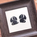 Detail of black acrylic dragon pendants with intricate scales and wings for jewelry DIY - Black Dragon Style