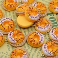 Resin artificial mini strawberry donut charms with metal rings for DIY jewelry making - Strawberry Doughnut Style (F849)