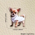 Chihuahua acrylic charm pendant with white t-shirt, 4x3.3cm size for DIY jewelry - Chihuahua