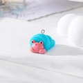 Cute pink and sky blue resin hermit crab pendant with metal ring for DIY jewelry making - Hermit Crab (D)