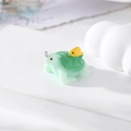 Cute green resin turtle pendant with yellow fish for DIY jewelry and keychains - Sea Turtle