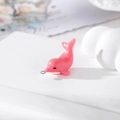 Cute pink resin dolphin pendant charm with silver ring for DIY jewelry making - Pink Little Dolphin