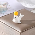 Cute resin seal pendant with yellow ball and silver metal ring for DIY jewelry making - Seal Playing with Ball (K)