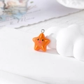 Cute orange resin starfish pendant with cartoon expression and metal ring for DIY jewelry - Smiling Face Starfish (Large)