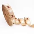 5m Weihnachts-Leinenband mit roten Glitzer-Rentieren und weißen Schneeflocken - Naturleinen
