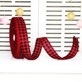 Rollo de cinta de cuadros rojos y negros de 5cm para envolver regalos de Navidad y DIY - Cuadros rojos y negros