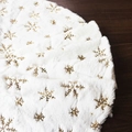 White faux rabbit fur Christmas tree skirt with gold sequin snowflake embroidery - 78CM / White Gold Sequin