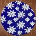 Dark blue Christmas tree skirt with white snowflake patterns for holiday decoration - 60CM / Blue 3D Snowflake (Double Sided)