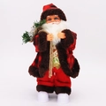 Figura de Papá Noel musical eléctrica con luces LED y abrigo de cuadros navideño - Set de regalo de mochila