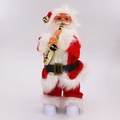 Babbo Natale elettrico con sassofono e luci LED in classico vestito rosso natalizio - Stile Sassofono