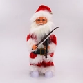 Babbo Natale musicale elettrico con violino, luci LED e base rotante bianca - Stile Violino