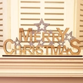 Décoration de table Merry Christmas en bois 3D avec étoiles argentées scintillantes - Plaque de Lettres en Bois 3D Paillettes Argent Naturel