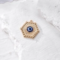 Ciondolo esagonale malocchio in oro e blu scuro per la creazione di gioielli fai-da-te - Esagono Oro (H_AN193)