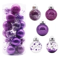 30-piece set of purple 6cm PET Christmas balls with glitter and sequins in transparent tub - Purple