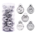 Silberne Weihnachtskugel-Set in transparenter Dose mit Glitzer- und Paillettenfüllung - Silber