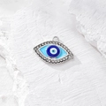 Ciondolo cuore malocchio in argento con smalto blu e cristalli micro-intarsiati - Occhio in Strass Argento (J Argento_AN196)