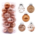 Detail of 6cm champagne gold Christmas balls with sequins and glitter in a clear tube - Orange