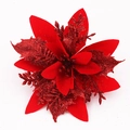 Rote 13cm künstliche Weihnachtsstern-Blume mit Glitzer für Weihnachtsbaumdekoration - 13CM Rot