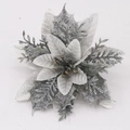 Funkelnde silberne künstliche Weihnachtsblume mit Glitzer für die Weihnachtsbaumdeko - 13cm Silber