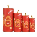 Dettaglio di quattro decorazioni per petardi del Capodanno cinese con carattere Fu - Stile Di Pace Carattere Fu Rosso (WQ坐炮-3)