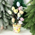 Arbre de Pâques décoratif avec œufs mouchetés colorés en pot pour décoration de table - Arbre Déco Œufs Tachetés Colorés