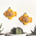 Detailed view of candy-shaped resin capybara charms with glossy finish for DIY jewelry - Taiyaki Style