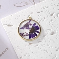 Golden alloy pearl daisy dried flower resin pendant for DIY jewelry making - Purple