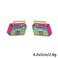 Macro view of colorful retro boombox acrylic charms with dimensions and weight info - Recorder